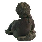 K - Vintage Statue of Girl with Frog, Bird, and Turtle