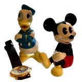 LR  - Disney Mickey Mouse and Donald Duck Figurines with Goofy Watch Set