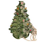 MBR - Set of 2 Porcelain Vintage Christmas Trees with Multicolor Bulbs