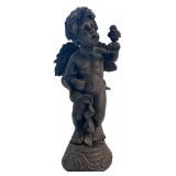 BR3 - 20-Inch Bronze Color Angel with Bird Figurine
