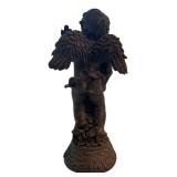 BR3 - 20-Inch Bronze Color Angel with Bird Figurine