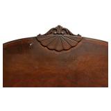 G - Vintage Wooden Headboard and Footboard Set with Ornate Carved Details