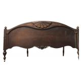 G - Vintage Wooden Headboard and Footboard Set with Ornate Carved Details