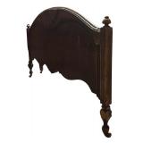 G - Vintage Wooden Headboard and Footboard Set with Ornate Carved Details