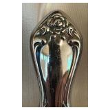 K - Vintage Oneida USA 48-Piece Silverplate Flatware Set with Serving Pieces in Wooden Case