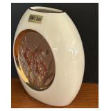 K - Vintage Chokin Art Vase with 24KT Gold Edge and Floral Bird Design, 5 Inch