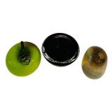 DR - Set of 3 Art Glass Sculptures Including Apple Paperweight