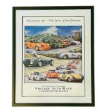 K - Framed Vintage Auto Race Poster Steamboat Porsche