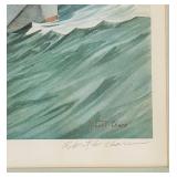 K - Framed Robert Chace Signed Nautical Watercolor Print