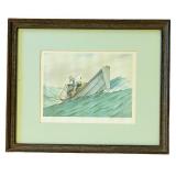 K - Framed Robert Chace Signed Nautical Watercolor Print