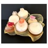 K - Lalique FIORILU Perfume Vanity Set with Frosted Glass Flowers, 14-Inch Tray