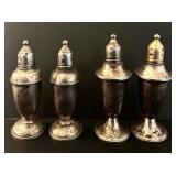 K - Set of 4 Sterling Silver Salt and Pepper Shakers, Empire and Reed & Barton