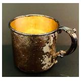 K - Vintage JW Sterling Silver Baby Cup 1076 with Ornate Handle