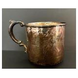 K - Vintage JW Sterling Silver Baby Cup 1076 with Ornate Handle