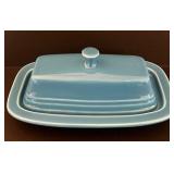K - Fiesta Blue Ceramic Creamer, Sugar, Tray and Butter Dish Set