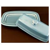 K - Fiesta Blue Ceramic Creamer, Sugar, Tray and Butter Dish Set
