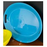K - Fiesta Mango Hostess Serving Set Including Plastic Blue Tray, Serving Bowl, Platter, and Shaker