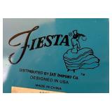 K - Fiesta Mango Hostess Serving Set Including Plastic Blue Tray, Serving Bowl, Platter, and Shaker