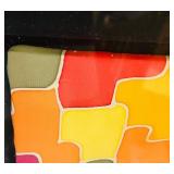 K - Framed Fruit and Geometric Pattern Textile Art