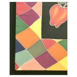 K - Large Framed Colorful Fruit Art Print with Geometric Border