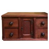 LL - Antique Wooden Sideboard with Carved Details and Drawers