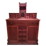 LL - Antique Wooden Sideboard with Carved Details and Drawers