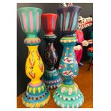 K - Collection of Oaxacan Folk Art Figures, Candle Holders, and Decorative Fish
