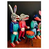 K - Collection of Oaxacan Folk Art Figures, Candle Holders, and Decorative Fish