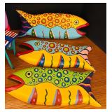 K - Collection of Oaxacan Folk Art Figures, Candle Holders, and Decorative Fish