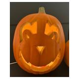 K - Halloween Decor Lot with 3 Light-Up Jack-O-Lanterns and 33 Inch Cat Sign