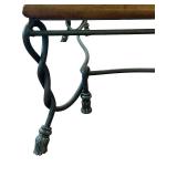 LR - Glass Top Coffee Table with Wood Trim and Twisted Iron Base