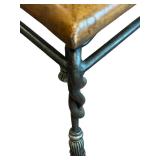 LR - Glass Top Coffee Table with Wood Trim and Twisted Iron Base