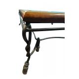 LR - Glass Top Coffee Table with Wood Trim and Twisted Iron Base