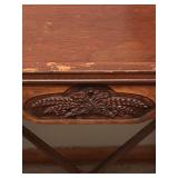 B2 - Wooden Side Table with Carved Bow and Floral Detail, Approx. 29 x 16 Inches