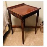 B2 - Wooden Side Table with Carved Bow and Floral Detail, Approx. 29 x 16 Inches