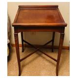 B2 - Wooden Side Table with Carved Bow and Floral Detail, Approx. 29 x 16 Inches