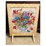 B2 - Hand-Painted Floral Wood Art Panel Signed Van Gogh