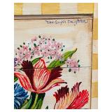 B2 - Hand-Painted Floral Wood Art Panel Signed Van Gogh