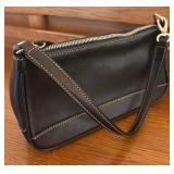 K - Coach Black Leather Handbag with Dust Bag