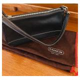 K - Coach Black Leather Handbag with Dust Bag
