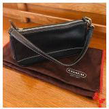 K - Coach Black Leather Handbag with Dust Bag