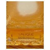 K - Lot of 6 Designer Perfume and Eau de Toilette Bottles - Lalique, Escada, Jessica McClintock, New West, Woven Cassis, Sensual Skinscent