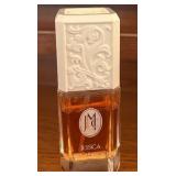 K - Lot of 6 Designer Perfume and Eau de Toilette Bottles - Lalique, Escada, Jessica McClintock, New West, Woven Cassis, Sensual Skinscent