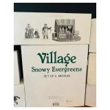 K - Set of 7 Department 56 Village Accessory Boxed Figurine Sets with Snowy Evergreens