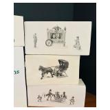 K - Set of 7 Department 56 Village Accessory Boxed Figurine Sets with Snowy Evergreens