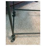 B2 - Wicker and Metal Side Table with Casters