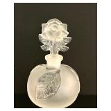 K - 5-Inch Frosted Glass Perfume Bottle with Rose Stopper