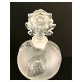 K - 5-Inch Frosted Glass Perfume Bottle with Rose Stopper