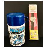 LR - Vintage Masters of the Universe Aladdin Thermos and Itchy & Scratchy Show Watch Set