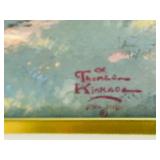 K - Framed Thomas Kinkade Signed Village Cottage Print
